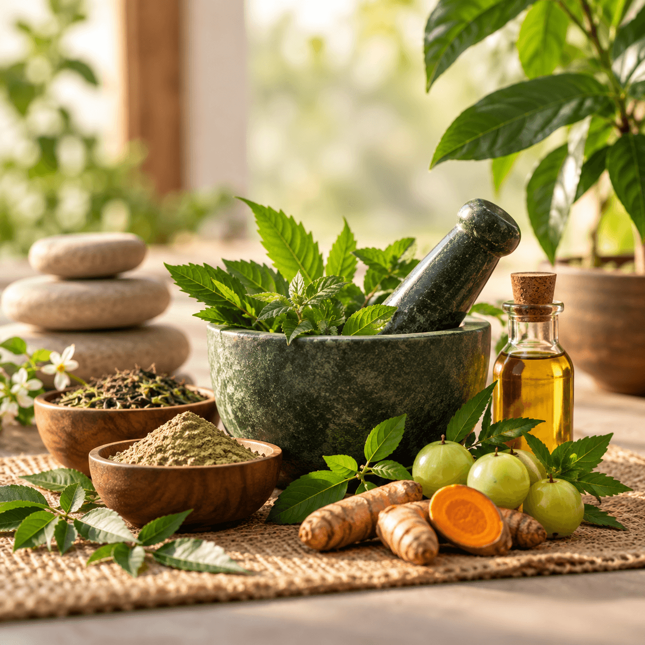 Ayurvedic herbs and natural wellness ingredients